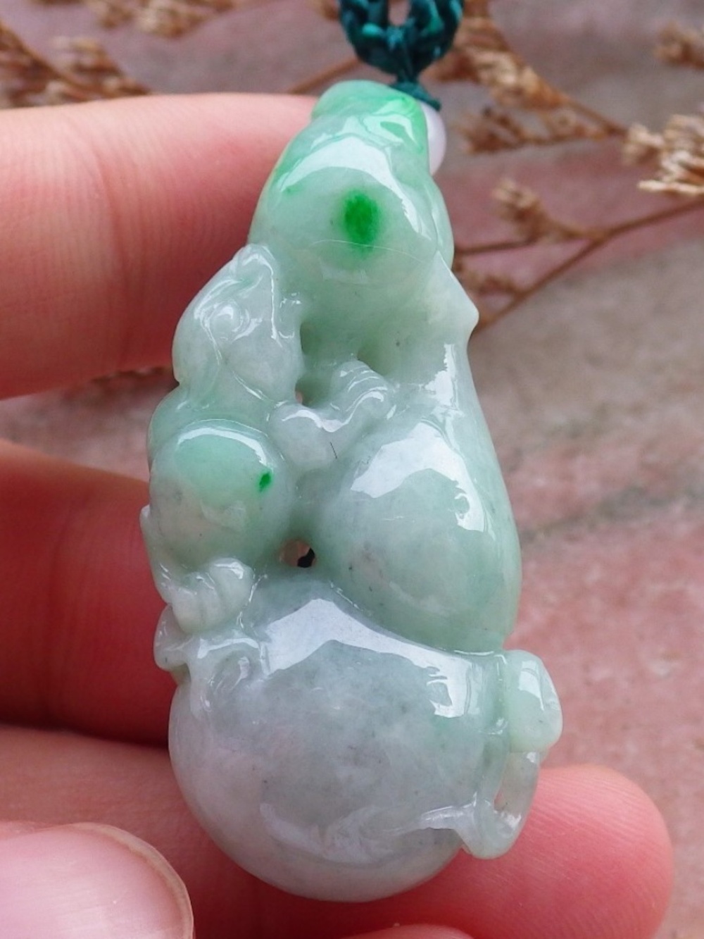 Certified Natural Burma A Jade Jadeite Frog Toad Gourd Coin Pendant Necklace